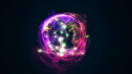 abstract energy ball rotating on black background 3d illustration