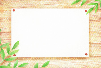 木目と新緑　画用紙