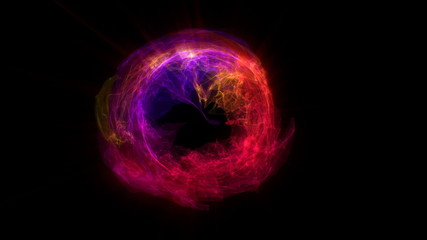 abstract energy ball rotating on black background 3d illustration