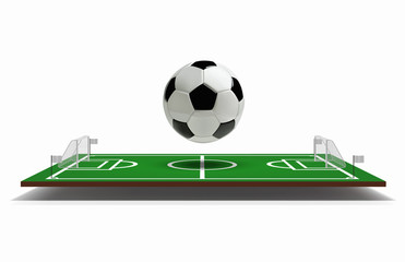 Soccer or Football Field vector 3D with football ball. Green soccer field. Game Vector Stadium