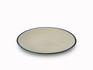 Japanese style plate or vintage dish isolated on white background.