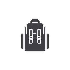 Backpack vector icon. filled flat sign for mobile concept and web design. Tourist rucksack simple solid icon. Symbol, logo illustration. Pixel perfect vector graphics