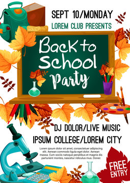 Back to School vector autumn party poster