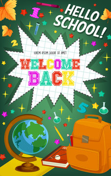 Back to School vector welcome chalkboard poster