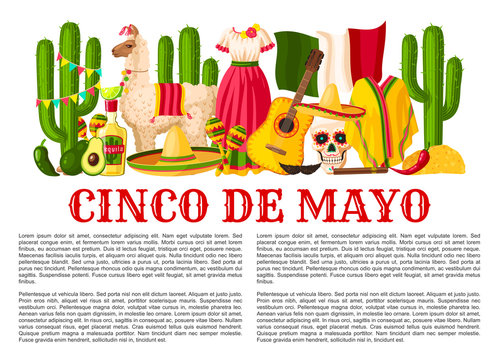 Mexican Cinco de Mayo holiday fiesta vector poster