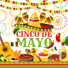 Cinco de Mayo fiesta Mexican vector greeting card