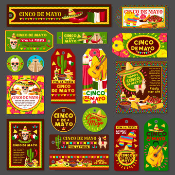Cinco de Mayo mexican fiesta party tag and card