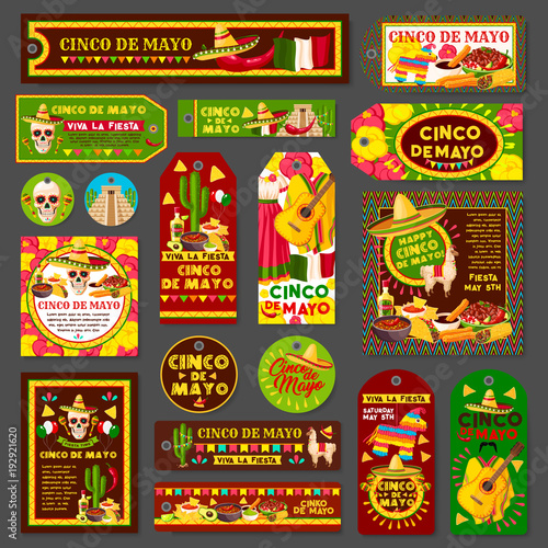 Cinco De Mayo Mexican Fiesta Party Tag And Card Stockfotos Und