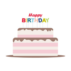 Birthday cake. Happy birthday cake card Birthday Party Elements Isolated on White Background.  Vector cake icon design element.