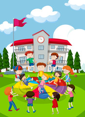 Obraz na płótnie Canvas Children playing at school