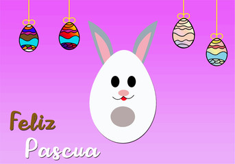 Feliz pascua conejo hecho de un huevo de chocolate 