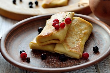 Pancakes stuffed with cottage cheese