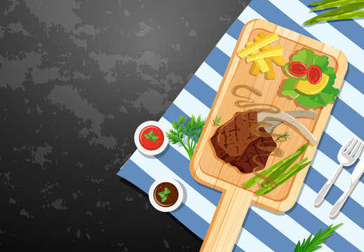 Background template with lambchop and fries