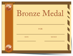 Certificate template with bronze medal