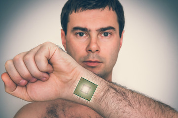 Bionic microchip (processor) inside male human body