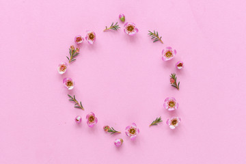 Flower frame with pink flowers