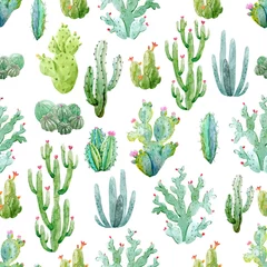 Foto op Canvas Aquarel cactus vector patroon © zenina