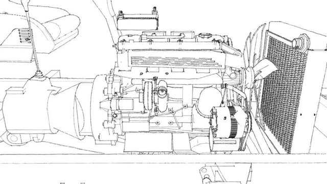 Schematic chassis of a large SUV with four-wheel drive. Moving the camera along the model, the span between the suspension parts.