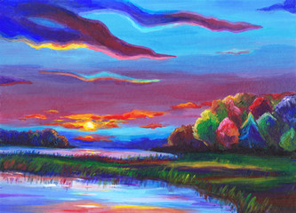 Oil Painting Of Sunset Photos Royalty Free Images Graphics