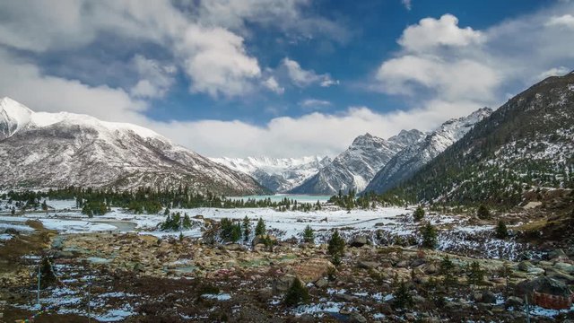 Timelapse of Snow Mountain Tibet china Panorama