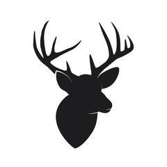 Obraz premium Sylwetka głowy jelenia z rogami na białym tle