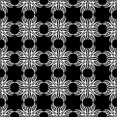 White floral seamless pattern on black background