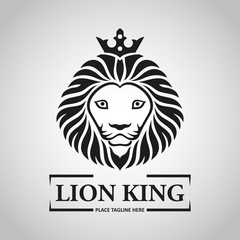 Black lion king head mascot on white background