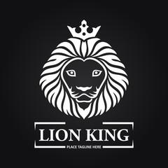White lion king head mascot on black background