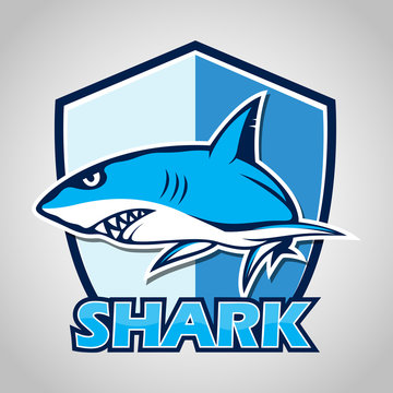 Cartoon shark with blue shield