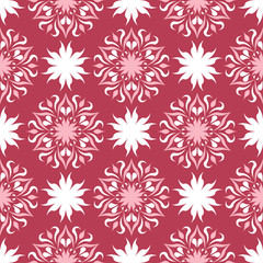 Floral red seamless background with beige pattern