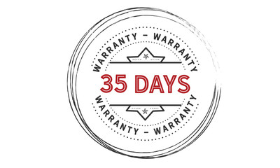 35 days warranty icon vintage rubber stamp guarantee