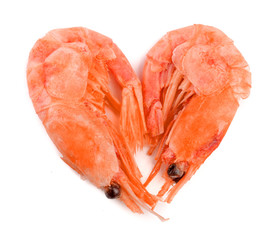 Red cooked prawn or shrimp isolated on white background