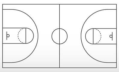 Basketball court markup. Outline of lines on basketball court. - 192930616
