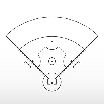 Baseball Field Markup. Outline Of Lines On An Baseball Field.