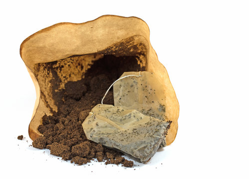 Kaffeesatz und Teebeutel, Bioabfall