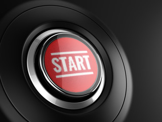 Red start button. 3d rendering