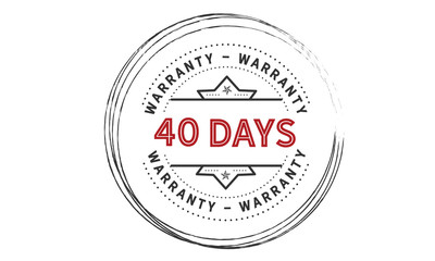 40 days warranty icon vintage rubber stamp guarantee