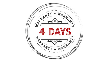 4 days warranty icon vintage rubber stamp guarantee