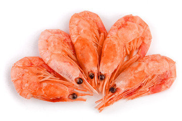 Red cooked prawn or shrimp isolated on white background