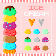 Fototapeta premium ice cream vector pixel art