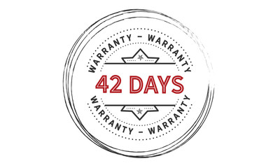 42 days warranty icon vintage rubber stamp guarantee