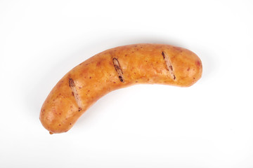 Grilled chicken sausages isolated on a white background