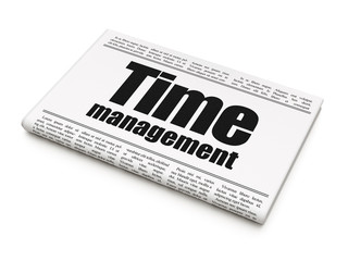 Timeline concept: newspaper headline Time Management on White background, 3D rendering