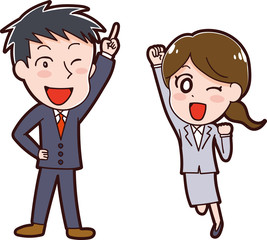 スーツを着た男性と女性のイラスト素材