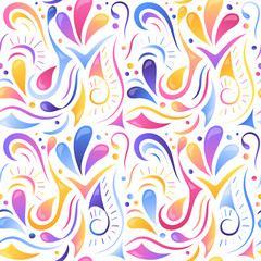 Fototapeta na wymiar Seamless multicolored gradient pattern. Hand drawn elements. Abstract ornate seamless background. Rainbow ornament