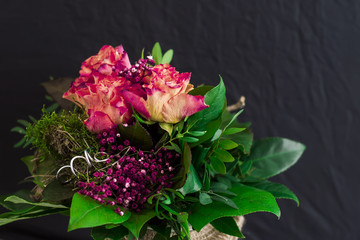 bouquet of flowers on a black background