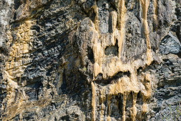 Close-up amazing rock cliff texture for background.