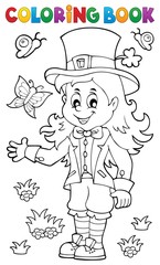 Coloring book leprechaun girl theme 1