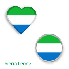Heart and circle symbols with flag of Sierra Leone.