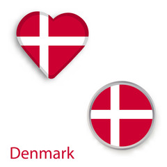 Heart and circle symbols with flag of Denmark.